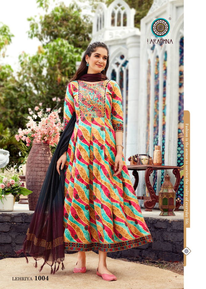 Aradhna Lehriya 1001 New Fancy Ethnic Wear Anarkali Kurti With Dupatta Collection